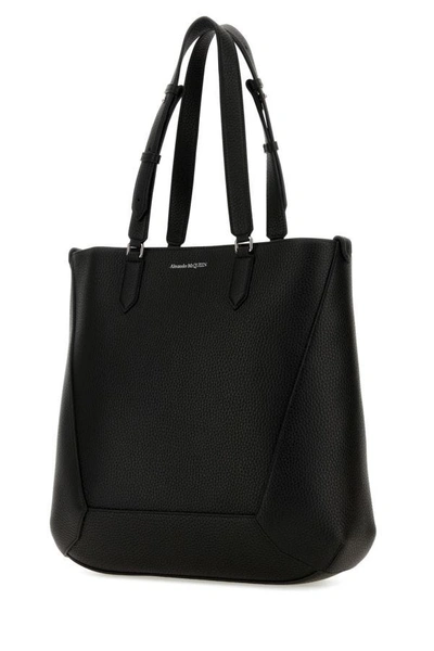 Alexander Mcqueen The Edge Leather Tote Bag In Black