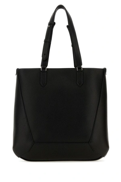 Shop Alexander Mcqueen Man Black Leather Medium Edge Shopping Bag