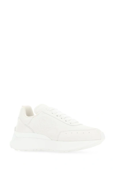 Shop Alexander Mcqueen Woman White Leather Sneakers