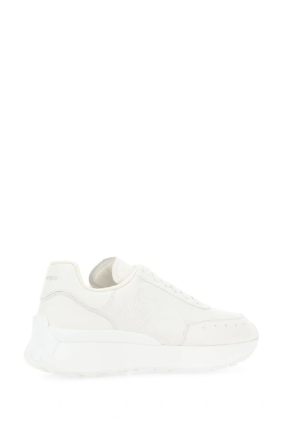 Shop Alexander Mcqueen Woman White Leather Sneakers