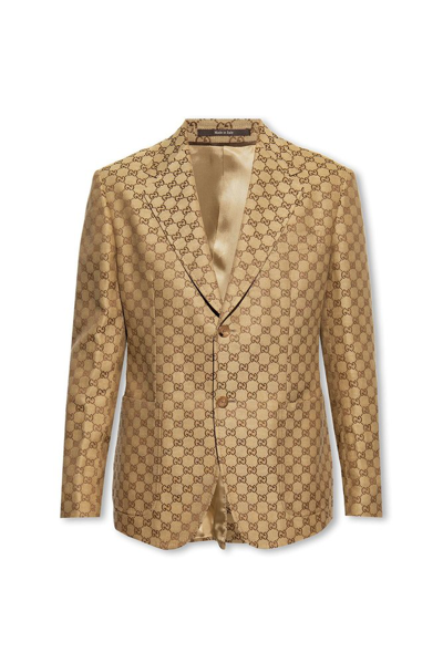 Shop Gucci Gg Supreme Tailored Blazer In Beige