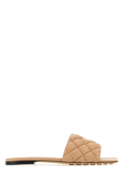 Shop Bottega Veneta Woman Skin Pink Nappa Leather Padded Slippers In Cream