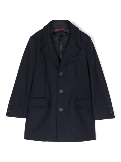 Shop Fay Layered Single-breasted Coat In Blue