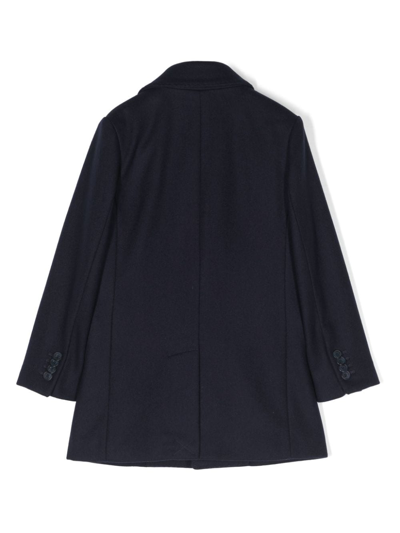 Fay Layered Single-breasted Coat In Blue
