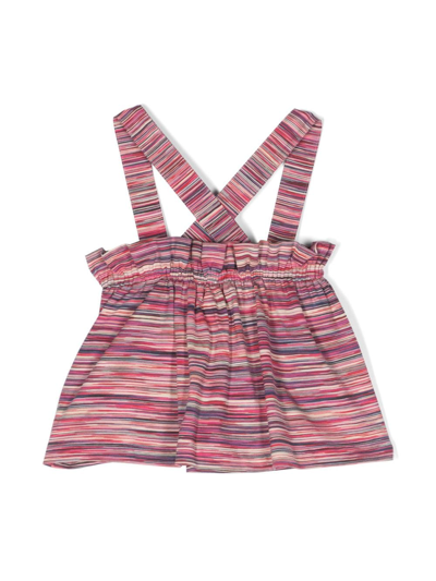 Shop Missoni Logo-embroidered Striped Skirt In Pink