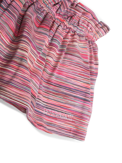 Shop Missoni Logo-embroidered Striped Skirt In Pink