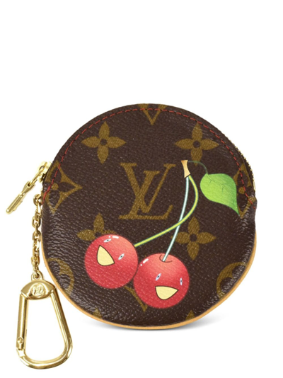 Pre-owned 2005 Cherry-print Coin Purse In Brown