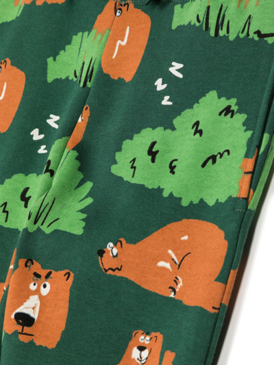 Shop Stella Mccartney Bear-print Cotton Trousers In Green