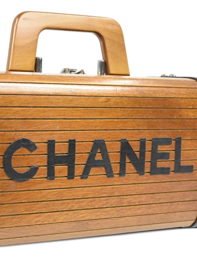 Pre-owned Chanel Logo木质手提包（1995年典藏款） In Brown