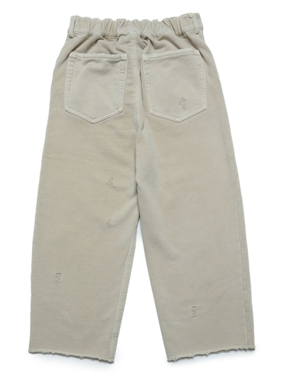 Mm6 Maison Margiela Distressed-finish Wide-leg Jeans In Neutrals