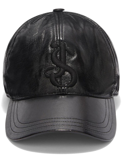 Shop Jil Sander Logo-embroidered Leather Baseball Hat In Black