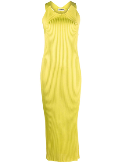 Shop Jil Sander Sleeveless Ribbed Maxi Dress In Green