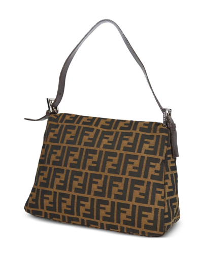 Pre-owned Fendi Mamma Baguette Zucca 花纹手提包（1990-2000年代典藏款） In Brown, Black