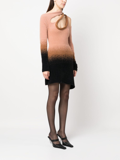 Shop Ottolinger Gradient-effect Knitted Mini Dress In Pink