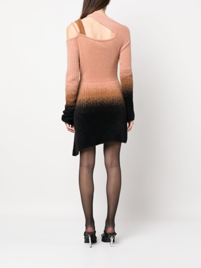 Shop Ottolinger Gradient-effect Knitted Mini Dress In Pink