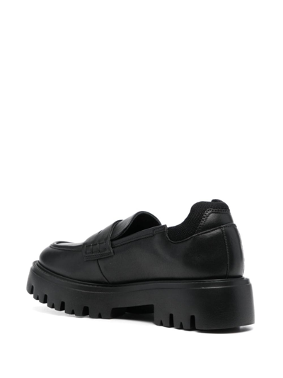 Shop N°21 Logo-plaque Leather Loafers In Black