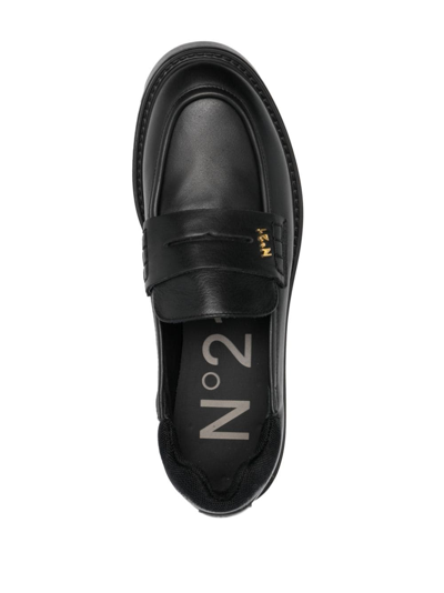 Shop N°21 Logo-plaque Leather Loafers In Black