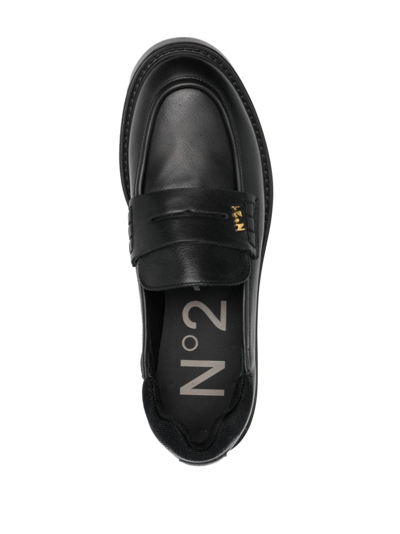 N°21 Logo-plaque Leather Loafers In Black