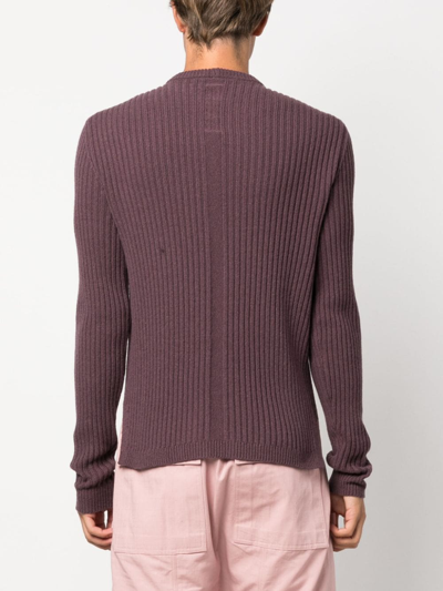 Shop Rick Owens Ribbed Crew-neck Jumper In Purple