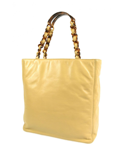 Pre-owned Chanel 1998 Cc Chain Tote Bag In Yellow
