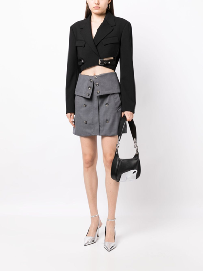 Shop Rokh A-line Decorative-buttoned Miniskirt In Grey