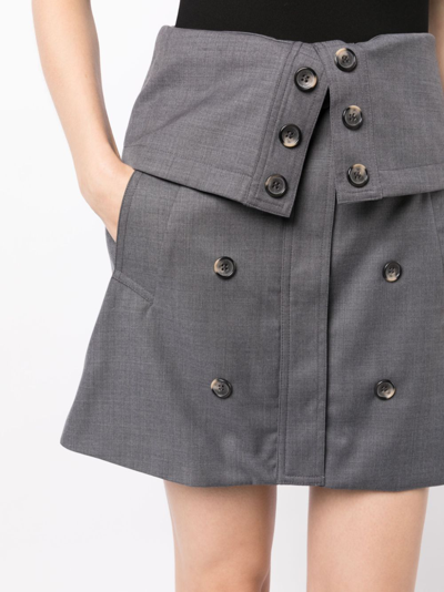 Shop Rokh A-line Decorative-buttoned Miniskirt In Grey