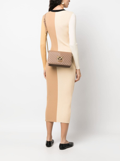 Pinko Love Click Classic Leather Bag In Neutrals