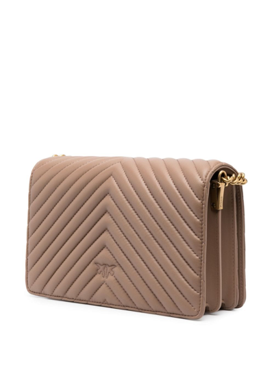 Pinko Love Click Classic Leather Bag In Neutrals