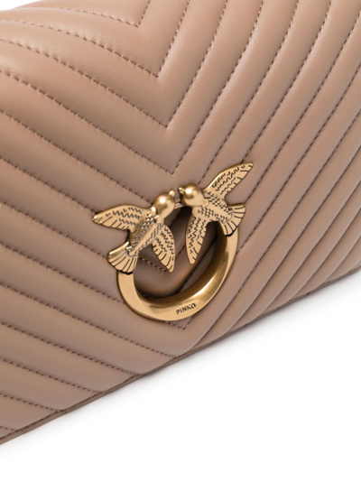 Pinko Love Click Classic Leather Bag In Neutrals