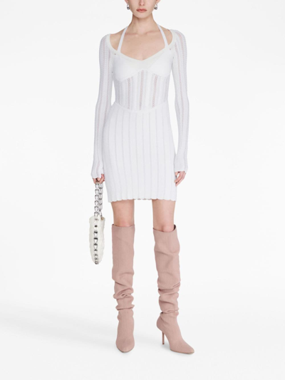 Shop Dion Lee Open-knit Corset Minidress In White