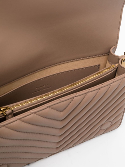 Pinko Love Click Classic Leather Bag In Neutrals