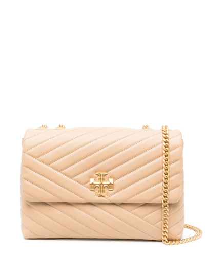 TORY BURCH: Kira shoulder bag in quilted chevron nappa leather - Black