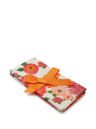 La Doublej X Passalacqua Bright Blooms Napkin (set Of Two) In White