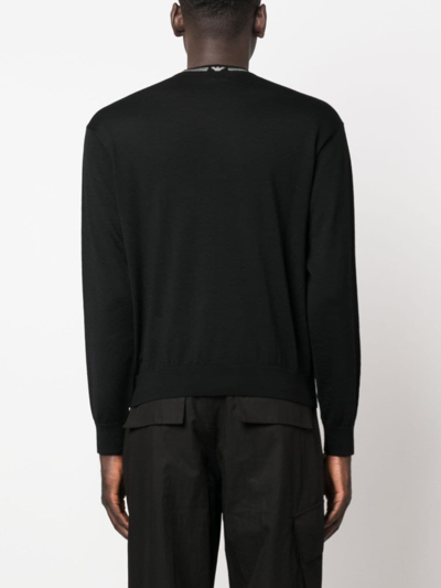 Shop Emporio Armani Long-sleeve Virgin Wool Jumper In Black