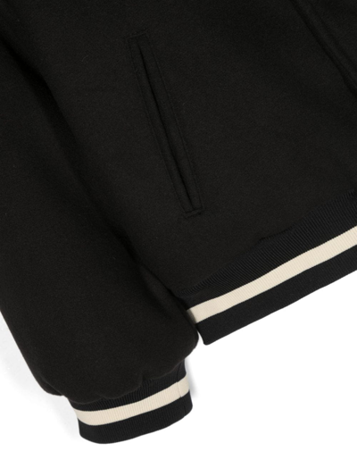 Shop Msgm Logo-patch Striped Bomber Jacket In Black