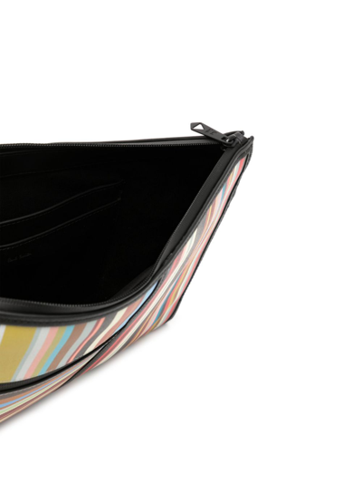 Shop Paul Smith Striped Leather Clutch Bag In Multicolour