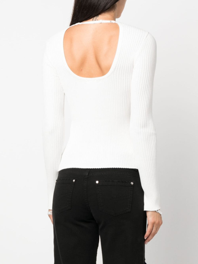 Shop Courrèges Ribbed-knit Long-sleeve Top In White
