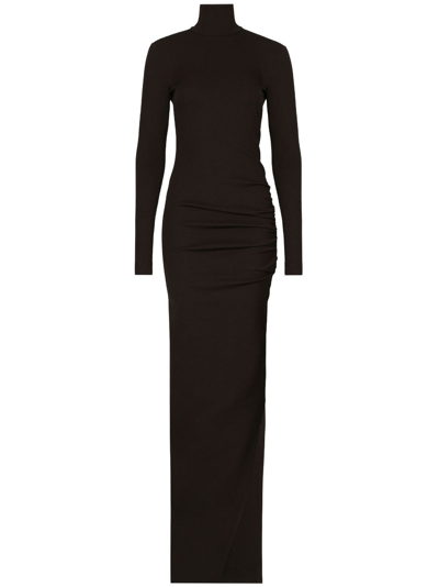 Dolce & Gabbana Black High-neck Sheer Maxi Dress In Black