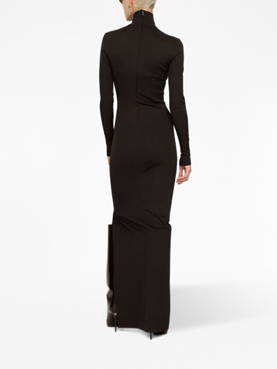 Dolce & Gabbana Black High-neck Sheer Maxi Dress In Black