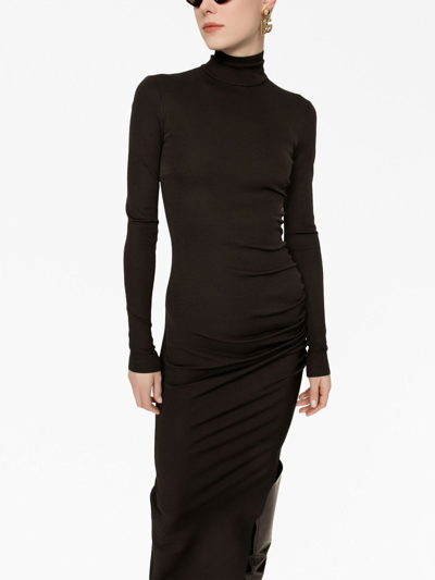 Dolce & Gabbana Black High-neck Sheer Maxi Dress In Black