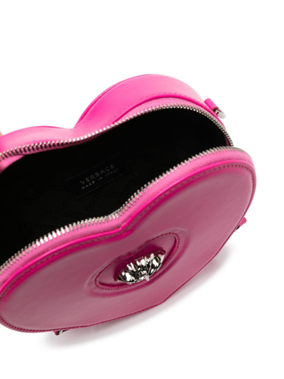 Shop Versace Medusa Head-plaque Leather Shoulder Bag In Pink