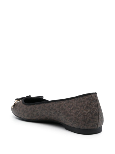 Shop Michael Michael Kors Nori Leather Ballerina Shoes In Brown
