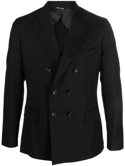 Shop Reveres 1949 Notched-lapel Double-breasted Blazer In Black