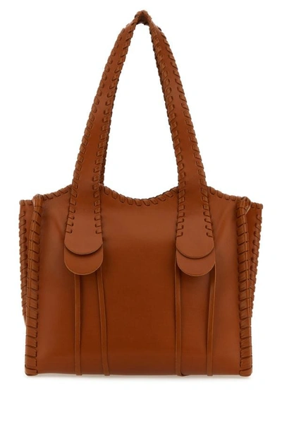 Shop Chloé Chloe Woman Caramel Leather Medium Mony Shopping Bag In Brown