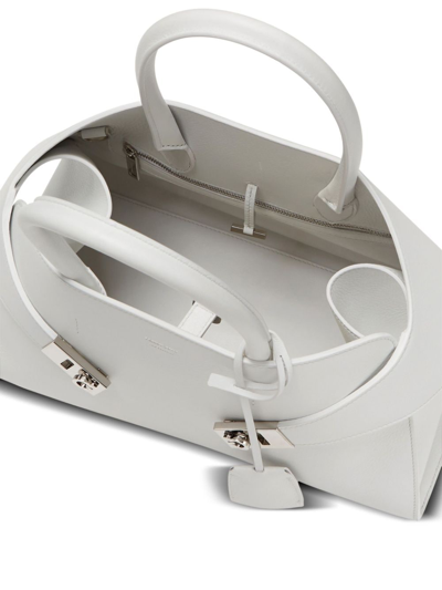 Shop Ferragamo Small Hug Leather Tote Bag In White