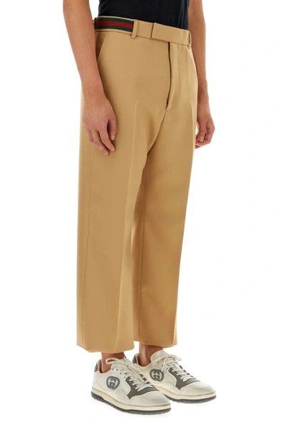 Shop Gucci Man Beige Polyester Pant In Brown