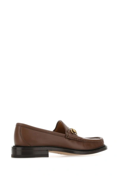 Shop Gucci Man Brown Leather Loafers