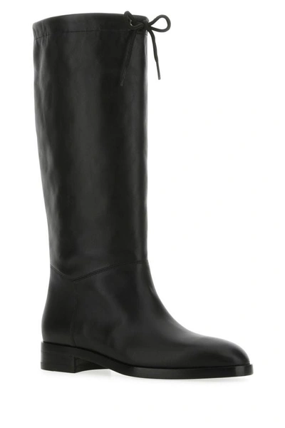 Shop Gucci Woman Black Leather Boots