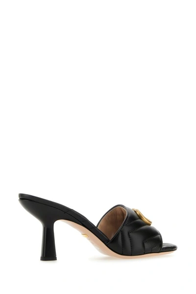 Shop Gucci Woman Black Leather Marmont Mules