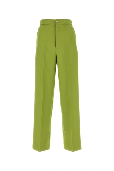 Shop Gucci Woman Green Drill Wide-leg Pant